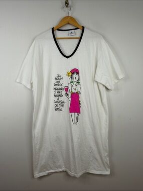 Emerson Street Nightgown Womens One Size Short Sleeve Cotton Cocktail Patio Fun